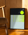 Neon Balance Modern Duvar Tablosu – Siyah Açık Mavi Minimal Geometrik Poster