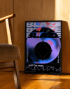 Neon Eclipse Modern Duvar Tablosu – Mor Mavi Futuristik Tipografik Poster