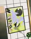 Neon Flora Modern Duvar Tablosu – Lime Mor Soyut Grafik Poster
