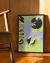 Neon Flora Modern Duvar Tablosu – Lime Mor Soyut Grafik Poster