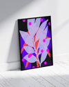Neon Flora Modern Duvar Tablosu – Mor Pembe Botanik Abstract Poster
