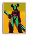Neon Hunter Modern Duvar Tablosu – Sarı Yeşil Cyberpunk Anime Poster