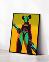 Neon Hunter Modern Duvar Tablosu – Sarı Yeşil Cyberpunk Anime Poster