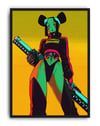 Neon Hunter Modern Duvar Tablosu – Sarı Yeşil Cyberpunk Anime Poster