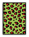 Neon Leopard Yeşil Kırmızı Leopar Desen Duvar Tablosu