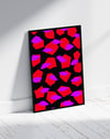 Neon Petals Modern Duvar Tablosu – Kırmızı Mor Abstract Poster