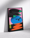 Neon Touch Modern Duvar Tablosu – Pembe Zeminli Abstract Grafik Poster