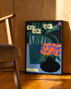 Night Garden Modern Duvar Tablosu – Renkli Botanik Vazo Poster