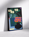 Night Garden Modern Duvar Tablosu – Renkli Botanik Vazo Poster