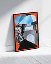 Orange Memory Modern Duvar Tablosu – Turuncu Mavi Abstract Portre Poster