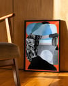 Orange Memory Modern Duvar Tablosu – Turuncu Mavi Abstract Portre Poster