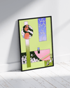 Pastel Window Modern Duvar Tablosu – Kadın Portreli Geometrik Kolaj Poster