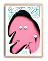 Pink Glyph Modern Duvar Tablosu – Pembe Formlu Sürreal Tipografik Poster