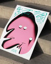 Pink Glyph Modern Duvar Tablosu – Pembe Formlu Sürreal Tipografik Poster