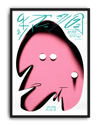 Pink Glyph Modern Duvar Tablosu – Pembe Formlu Sürreal Tipografik Poster