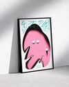 Pink Glyph Modern Duvar Tablosu – Pembe Formlu Sürreal Tipografik Poster