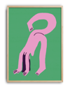 Pink Loop Modern Duvar Tablosu – Yeşil Zeminli Sürreal Abstract Poster