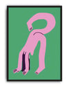 Pink Loop Modern Duvar Tablosu – Yeşil Zeminli Sürreal Abstract Poster