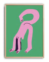 Pink Loop Modern Duvar Tablosu – Yeşil Zeminli Sürreal Abstract Poster
