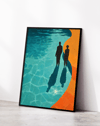 Pool Shadows Modern Duvar Tablosu – Turkuaz Turuncu Silüet Poster