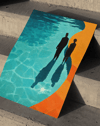 Pool Shadows Modern Duvar Tablosu – Turkuaz Turuncu Silüet Poster