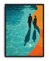 Pool Shadows Modern Duvar Tablosu – Turkuaz Turuncu Silüet Poster