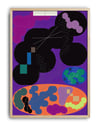 Purple Orbit Modern Duvar Tablosu – Mor Zeminli Abstract Kozmik Poster