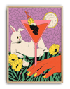 Rabbit Hour Modern Duvar Tablosu – Sürreal Tavşan Kokteyl Poster