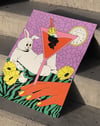 Rabbit Hour Modern Duvar Tablosu – Sürreal Tavşan Kokteyl Poster