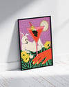 Rabbit Hour Modern Duvar Tablosu – Sürreal Tavşan Kokteyl Poster