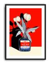 Red Bloom Bottle Modern Duvar Tablosu – Kırmızı Botanik Şişe Poster