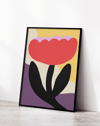 Red Bloom Kırmızı Mor Soyut Çiçek Duvar Tablosu