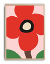 Red Bloom Kırmızı Pembe Retro Çiçek Duvar Tablosu