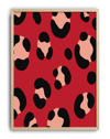 Red Leopard Modern Duvar Tablosu – Kırmızı Siyah Desenli Poster