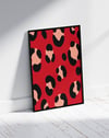 Red Leopard Modern Duvar Tablosu – Kırmızı Siyah Desenli Poster