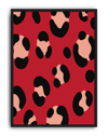 Red Leopard Modern Duvar Tablosu – Kırmızı Siyah Desenli Poster