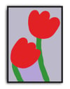 Red Tulip Kırmızı Lila Minimal Çiçek Duvar Tablosu