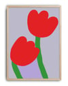 Red Tulip Kırmızı Lila Minimal Çiçek Duvar Tablosu