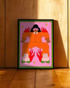Roller Heat Modern Duvar Tablosu - Pembe Turuncu Figüratif Poster