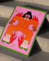 Roller Heat Modern Duvar Tablosu - Pembe Turuncu Figüratif Poster
