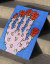 Rose Palm Modern Duvar Tablosu – Mavi Pembe Çiçek Poster