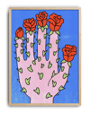 Rose Palm Modern Duvar Tablosu – Mavi Pembe Çiçek Poster