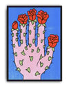 Rose Palm Modern Duvar Tablosu – Mavi Pembe Çiçek Poster