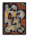 Rust Relic Modern Duvar Tablosu – Kahve Gri Abstract Kolaj Poster