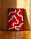 Serpent Flow Kırmızı Siyah Soyut Organik Desen Duvar Tablosu