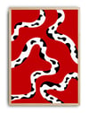 Serpent Flow Kırmızı Siyah Soyut Organik Desen Duvar Tablosu