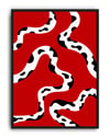 Serpent Flow Kırmızı Siyah Soyut Organik Desen Duvar Tablosu