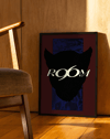 Shadow Room Modern Duvar Tablosu – Bordo Siyah Kedi Silüet Poster