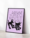 Shadow Spirits Modern Duvar Tablosu - Lila Siyah Sürreal Figüratif Poster