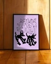 Shadow Spirits Modern Duvar Tablosu - Lila Siyah Sürreal Figüratif Poster
